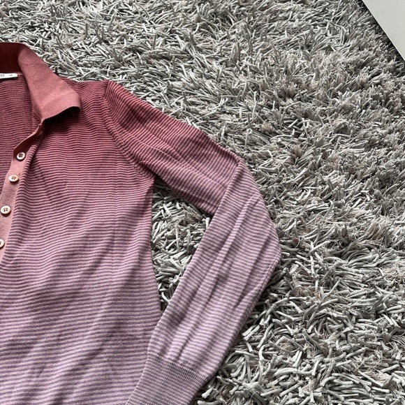 🩷💜 Prada Wool Silk Ribbed Ombré Knit Polo Pullover - Picture 7 of 13